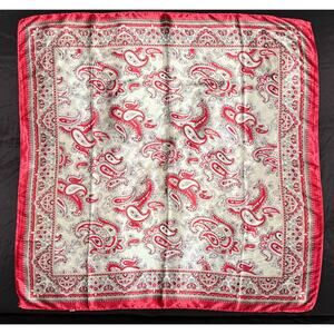 Red & Silver Paisley Wild Rag | 36" Satin Western Scarf